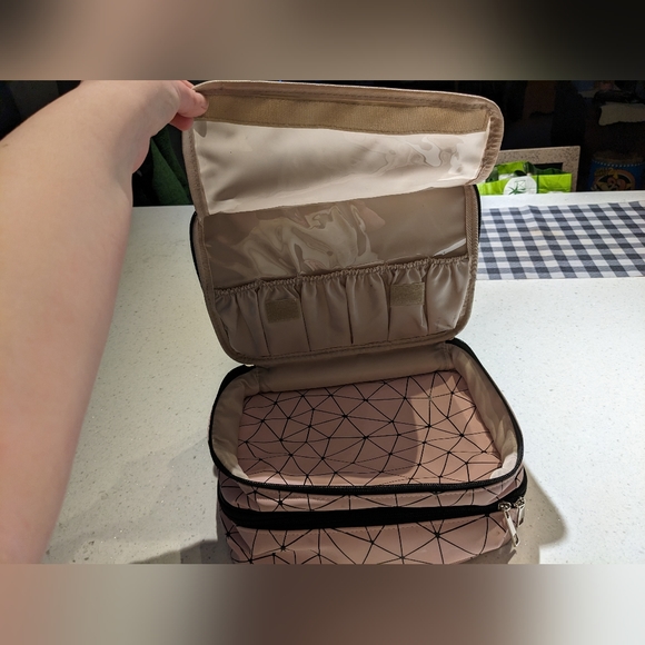 MKPCW makeup bag Double-layer cosmetic bag with brush bag and divider - Picture 2 of 5